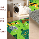 Ultra Soft Area Rug, Non Slip, Stain Resistant, Washable Area Rugs for Living Room, Bedroom, Educational Animal Artful Arrangement(Green)