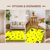 Ultra Soft Area Rug, Non Slip, Stain Resistant, Washable Area Rugs for Living Room, Bedroom, Playful Half Moon Floral Touch(Yellow)