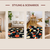 Ultra Soft Area Rug, Non Slip, Stain Resistant, Washable Area Rugs for Living Room, Bedroom, Elegant Abstract Record Design(Black)