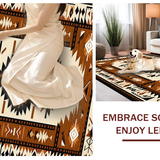 Ultra Soft Area Rug, Non Slip, Stain Resistant, Washable Area Rugs for Living Room, Bedroom, Vibrant Ethnic Symbolic Arrangement(Beige)