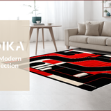 Ultra Soft Area Rug, Non Slip, Stain Resistant, Washable Area Rugs for Living Room, Bedroom, Dynamic Red and Black Patterns(Red)