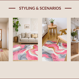 Ultra Soft Area Rug, Non Slip, Stain Resistant, Washable Area Rugs for Living Room, Bedroom, Sophisticated Pink Gray Tiled Motif(Pink)