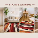 Ultra Soft Area Rug, Non Slip, Stain Resistant, Washable Area Rugs for Living Room, Bedroom, Rustic Multicolor Ethnic Motif(Red)