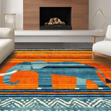 Ultra Soft Area Rug, Non Slip, Stain Resistant, Washable Area Rugs for Living Room, Bedroom, Vibrant Ethnic Patterned Floor Mat(Orange)
