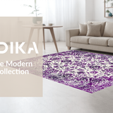 Ultra Soft Area Rug, Non Slip, Stain Resistant, Washable Area Rugs for Living Room, Bedroom, Cozy Earth Tone Vintage Print(Purple)