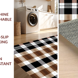 Ultra Soft Area Rug, Non Slip, Stain Resistant, Washable Area Rugs for Living Room, Bedroom, Festive Dotted Plaid Composition(Brown)