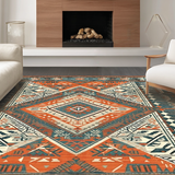 Ultra Soft Area Rug, Non Slip, Stain Resistant, Washable Area Rugs for Living Room, Bedroom, Artful Abstract Trellis Composition(Orange)