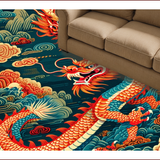 Ultra Soft Area Rug, Non Slip, Stain Resistant, Washable Area Rugs for Living Room, Bedroom, Dragon Castle Fantasy(Red)