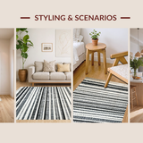 Ultra Soft Area Rug, Non Slip, Stain Resistant, Washable Area Rugs for Living Room, Bedroom, Stylish Striped Doormat Layering Rug, Non Slip(Black)