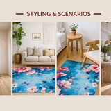 Ultra Soft Area Rug, Non Slip, Stain Resistant, Washable Area Rugs for Living Room, Bedroom, Cozy Earthy Symmetrical Patterns(Blue)