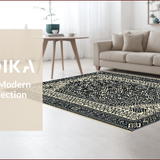 Ultra Soft Area Rug, Non Slip, Stain Resistant, Washable Area Rugs for Living Room, Bedroom, Shaggy Black Trellis Bedroom Carpet for Minimalist Living(Black)