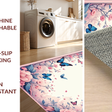 Ultra Soft Area Rug, Non Slip, Stain Resistant, Washable Area Rugs for Living Room, Bedroom, Bright Botanical Playful Design(Pink)