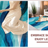 Ultra Soft Area Rug, Non Slip, Stain Resistant, Washable Area Rugs for Living Room, Bedroom, Elegant Textured Modern Aesthetic(Blue)