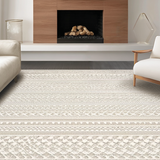 Ultra Soft Area Rug, Non Slip, Stain Resistant, Washable Area Rugs for Living Room, Bedroom, Rustic Tiled Patterned Appeal(Beige)