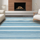 Ultra Soft Area Rug, Non Slip, Stain Resistant, Washable Area Rugs for Living Room, Bedroom, Chic Warm Earthy Stripes(Blue)