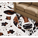 Ultra Soft Area Rug, Non Slip, Stain Resistant, Washable Area Rugs for Living Room, Bedroom, Non-Slip Cow Print Western Decor(White)