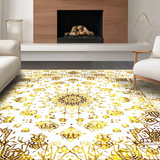 Ultra Soft Area Rug, Non Slip, Stain Resistant, Washable Area Rugs for Living Room, Bedroom, Vintage Medallion Charm(Gold)