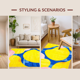 Ultra Soft Area Rug, Non Slip, Stain Resistant, Washable Area Rugs for Living Room, Bedroom, Chic Abstract Wave Motif(Yellow)