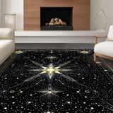 Ultra Soft Area Rug, Non Slip, Stain Resistant, Washable Area Rugs for Living Room, Bedroom, Sleek Astro-Inspired Geometric Elements(Black)