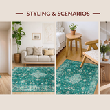 Ultra Soft Area Rug, Non Slip, Stain Resistant, Washable Area Rugs for Living Room, Bedroom, Light Blue Aesthetic Revival(Green)