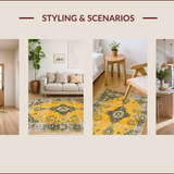 Ultra Soft Area Rug, Non Slip, Stain Resistant, Washable Area Rugs for Living Room, Bedroom, Timeless Classic Lattice Design(Yellow)