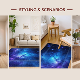 Ultra Soft Area Rug, Non Slip, Stain Resistant, Washable Area Rugs for Living Room, Bedroom, Galactic Whimsical Color Fusion(Blue)