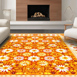 Ultra Soft Area Rug, Non Slip, Stain Resistant, Washable Area Rugs for Living Room, Bedroom, Cheerful Modern Botanical Design(Orange)