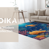 Ultra Soft Area Rug, Non Slip, Stain Resistant, Washable Area Rugs for Living Room, Bedroom, Exotic Ocean Ecosystem Rug With Majestic Turtles Exploring Vivid Coral Garden(Blue)