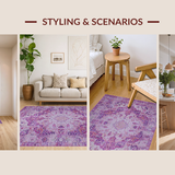 Ultra Soft Area Rug, Non Slip, Stain Resistant, Washable Area Rugs for Living Room, Bedroom, Modern Ogee Pattern Expression(Pink)