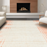 Ultra Soft Area Rug, Non Slip, Stain Resistant, Washable Area Rugs for Living Room, Bedroom, Sophisticated Subtle Stripe Appeal(Orange)