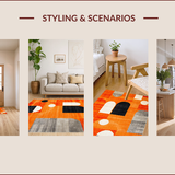 Ultra Soft Area Rug, Non Slip, Stain Resistant, Washable Area Rugs for Living Room, Bedroom, Chic Mid-Century Modern Artistry(Orange)