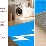 Ultra Soft Area Rug, Non Slip, Stain Resistant, Washable Area Rugs for Living Room, Bedroom, Stylish Retro Wave Composition(Blue)