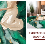 Ultra Soft Area Rug, Non Slip, Stain Resistant, Washable Area Rugs for Living Room, Bedroom, Emerald Green Luxurious Marble Motif(Green)