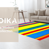 Ultra Soft Area Rug, Non Slip, Stain Resistant, Washable Area Rugs for Living Room, Bedroom, Eclectic Striped Rainbow Vibe(Red)