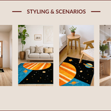 Ultra Soft Area Rug, Non Slip, Stain Resistant, Washable Area Rugs for Living Room, Bedroom, Vibrant Cosmic Exploration Motif(Black)