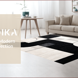 Ultra Soft Area Rug, Non Slip, Stain Resistant, Washable Area Rugs for Living Room, Bedroom, Handmade Wool Viscose Abstract(Black)