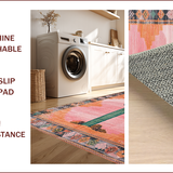 Ultra Soft Area Rug, Non Slip, Stain Resistant, Washable Area Rugs for Living Room, Bedroom, Vibrant Southwestern Floral Arrangement(Pink)