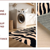 Ultra Soft Area Rug, Non Slip, Stain Resistant, Washable Area Rugs for Living Room, Bedroom, Modern Zebra Print Entryway Runner Rug Black Peach(Beige)