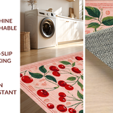 Ultra Soft Area Rug, Non Slip, Stain Resistant, Washable Area Rugs for Living Room, Bedroom, Coquette Pink Bow Fruit Burst Rug with Cherry Motif and Non Slip Design(Pink)