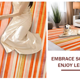 Ultra Soft Area Rug, Non Slip, Stain Resistant, Washable Area Rugs for Living Room, Bedroom, Bold Linear Stripes in Warm Hues(Orange)