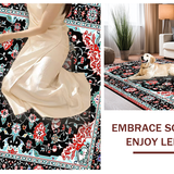 Ultra Soft Area Rug, Non Slip, Stain Resistant, Washable Area Rugs for Living Room, Bedroom, Whimsical Low-Pile Trellis Style(Black)