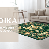 Ultra Soft Area Rug, Non Slip, Stain Resistant, Washable Area Rugs for Living Room, Bedroom, Timeless Deep Green Ornate Design(Green)