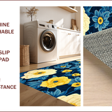 Ultra Soft Area Rug, Non Slip, Stain Resistant, Washable Area Rugs for Living Room, Bedroom, Contemporary Rustic Floral Patterns(Blue)