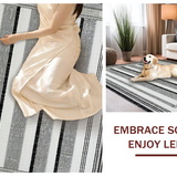 Ultra Soft Area Rug, Non Slip, Stain Resistant, Washable Area Rugs for Living Room, Bedroom, Reversible Laundry Room Mat Black White Striped Braided Patio Porch Rug(Black)