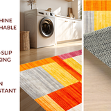 Ultra Soft Area Rug, Non Slip, Stain Resistant, Washable Area Rugs for Living Room, Bedroom, Whimsical Soft Line Art Composition(Orange)