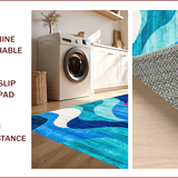 Ultra Soft Area Rug, Non Slip, Stain Resistant, Washable Area Rugs for Living Room, Bedroom, Bold Modern Artistic Expression(Blue)