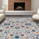 Ultra Soft Area Rug, Non Slip, Stain Resistant, Washable Area Rugs for Living Room, Bedroom, Minimalist Colorful Botanical Design(Gray)