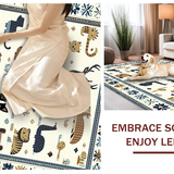 Ultra Soft Area Rug, Non Slip, Stain Resistant, Washable Area Rugs for Living Room, Bedroom, Elegant Pastel Wildlife Theme(White)