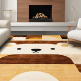 Ultra Soft Area Rug, Non Slip, Stain Resistant, Washable Area Rugs for Living Room, Bedroom, Cute Fluffy Bear Motif(Brown)