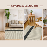 Ultra Soft Area Rug, Non Slip, Stain Resistant, Washable Area Rugs for Living Room, Bedroom, Sleek Black and Beige Stripe Aesthetic(Beige)